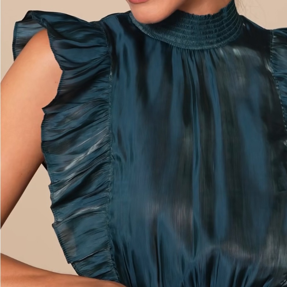 Lulu's Teal Maxi Dress - Picture 4 of 12